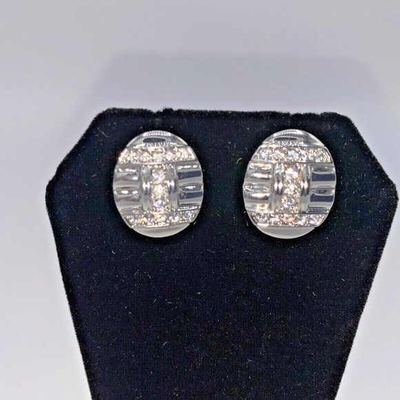 Camrose & Kross NIB Jacqueline Kennedy JBK Art Deco Crystal & Silver Earrings - Picture 6 of 6